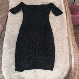 strapless sparkly black dress